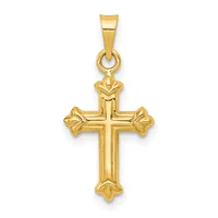 Gold Fleur de lis Cross Pendant — 14 KT Yellow · 10.45 x 16.7 mm