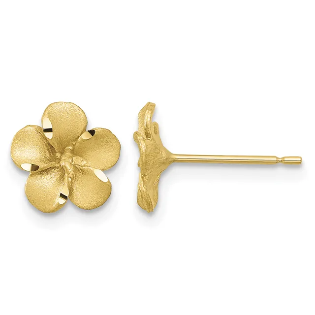 Gold Flower Post Earrings — 14 KT Yellow · 9 mm