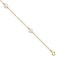 Gold Freshwater Cultured White Near Rounded Bracelets — 7.25 in · 14 KT Yellow