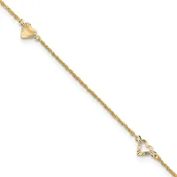 Gold Heart Anklets — 9 in · 14 KT Yellow