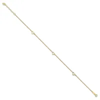 A delicate gold-toned chain bracelet with three small open triangle charms evenly spaced along its length, featuring a lobster clasp closure.