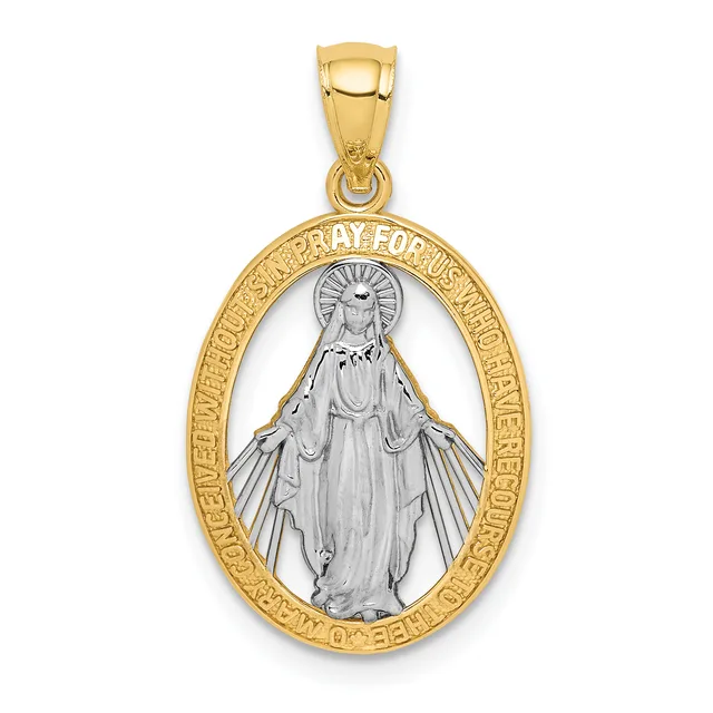 Gold Miraculous Medal Pendants — 14 KT Yellow · 14 x 20.5 mm