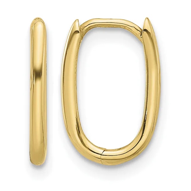 Gold Oval Hinged Hoop Earrings — 14 KT Yellow