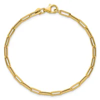 Gold-toned paperclip chain bracelet with an open rectangular link design and a lobster claw clasp, displayed against a white background.