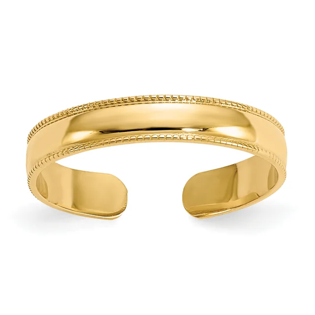 Gold Polished and Beaded Toe Rings — 14 KT Yellow