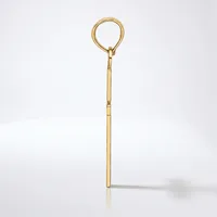 A long, slender brass or gold-toned metal tool with a circular loop at the top and a straight shaft with subtle segmented details, photographed against a white background.