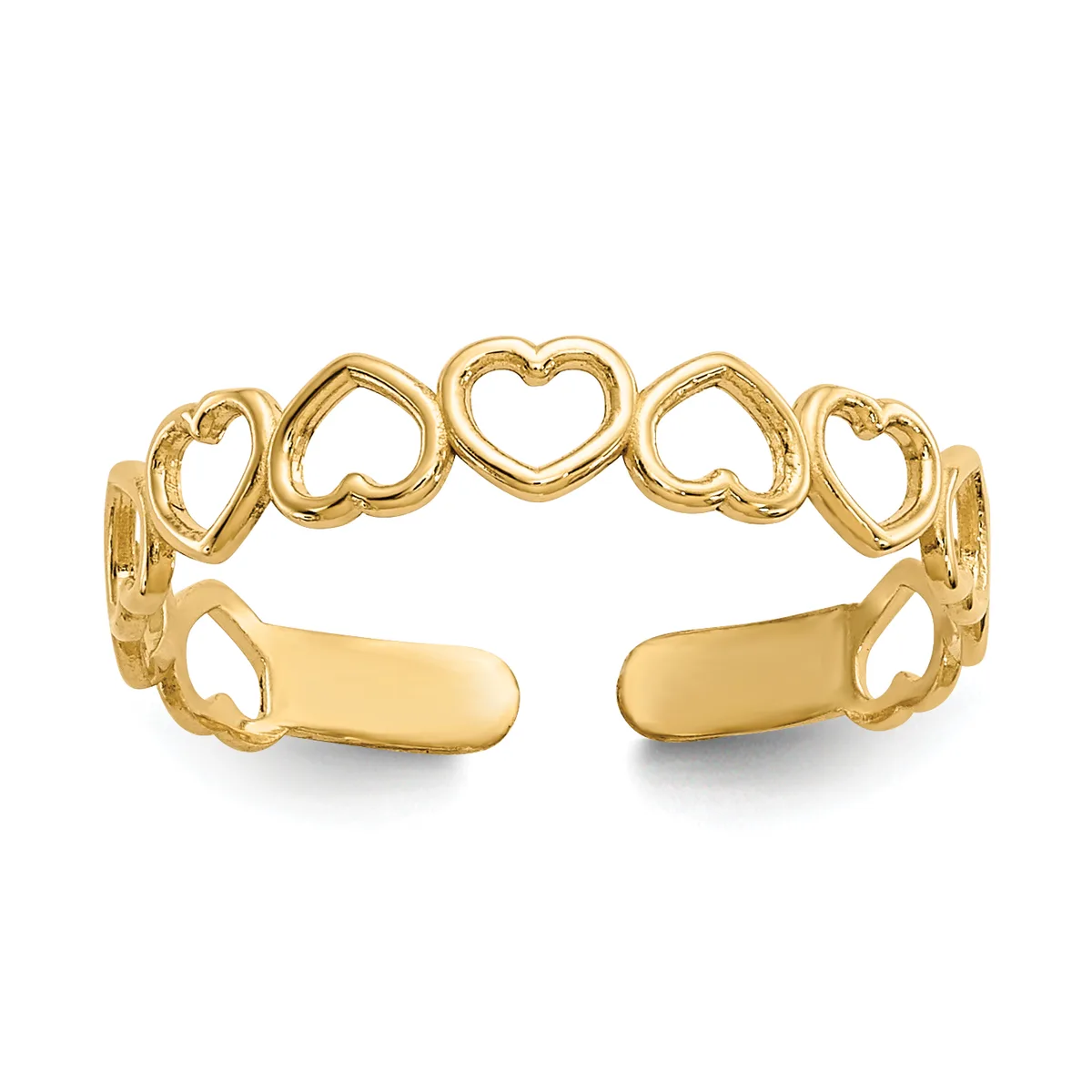 Gold Polished Heart Toe Ring — 10 KT Yellow
