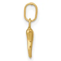 A gold-toned metal keychain pendant consisting of an elongated oval loop at the top connected to a tapered, pointed charm below.