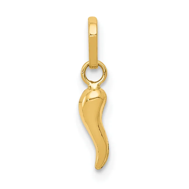 Gold Polished Italian HornPendants — 14 KT Yellow · 3 x 12 mm