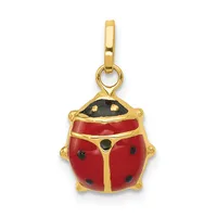 Gold Polished Ladybug Pendants — 14 KT Yellow · 9 x 17 mm