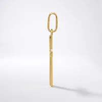 A gold-colored elongated oval link chain attachment with a straight stem, displayed vertically against a white background.