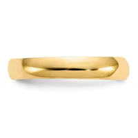 A polished yellow gold wedding band with a smooth, rounded dome profile displayed against a white background.