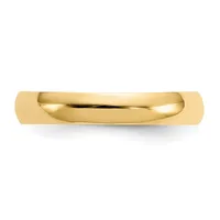 A polished gold band ring with a rounded, domed profile shown against a white background.