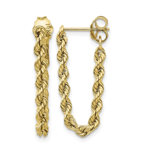 Gold Rope Dangle Post Earrings — 28 mm · 14 KT Yellow · 8 mm