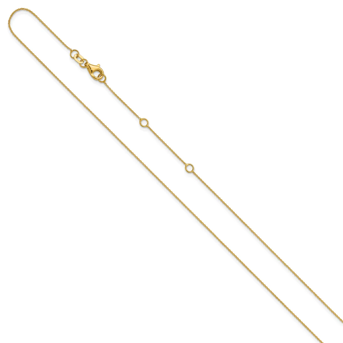 A delicate gold-toned chain necklace with small circular link details, featuring a lobster clasp closure at the top.