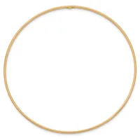 A plain golden circular bangle bracelet displayed against a white background.