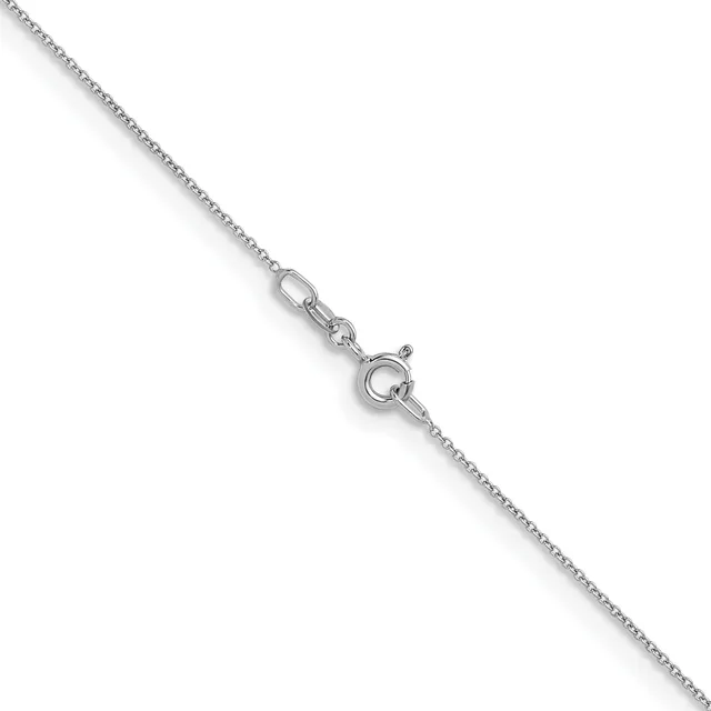 A delicate silver chain with a lobster claw clasp, shown diagonally against a white background.