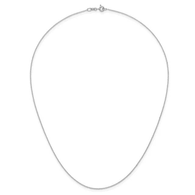 A delicate silver chain necklace with a lobster clasp, displayed laid out against a white background.