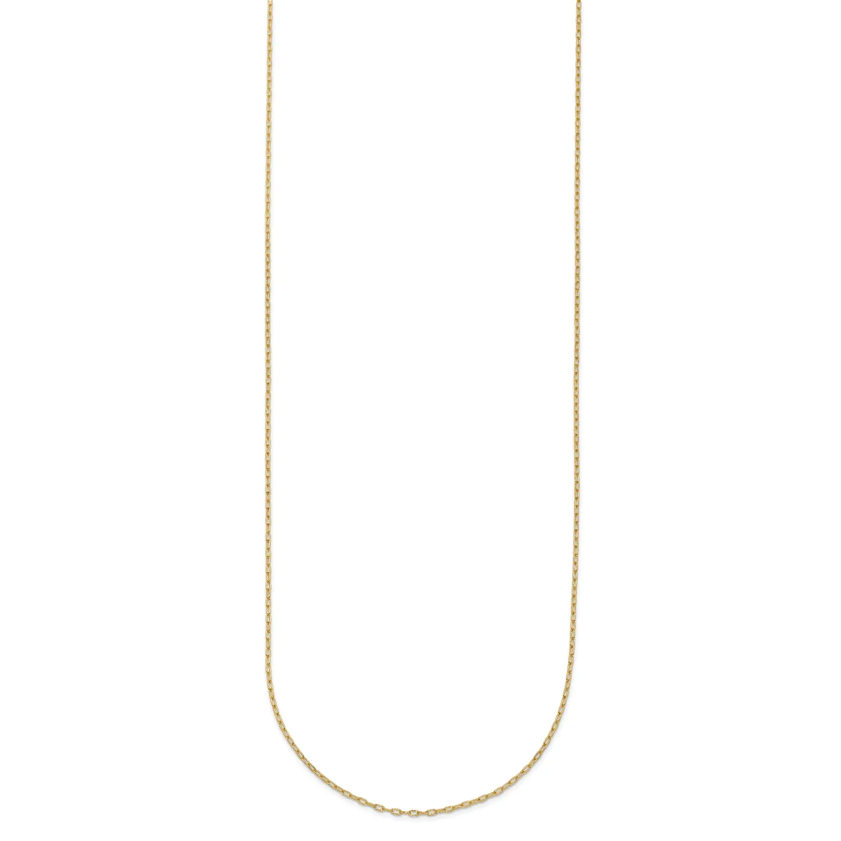 A delicate gold-toned chain necklace with a fine link design, displayed against a white background.