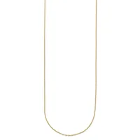 A delicate gold-toned chain necklace with a fine link design, displayed against a white background.