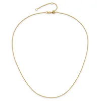 Gold-toned chain necklace with a lobster clasp and small adjustable loop at the top, displayed against a white background.