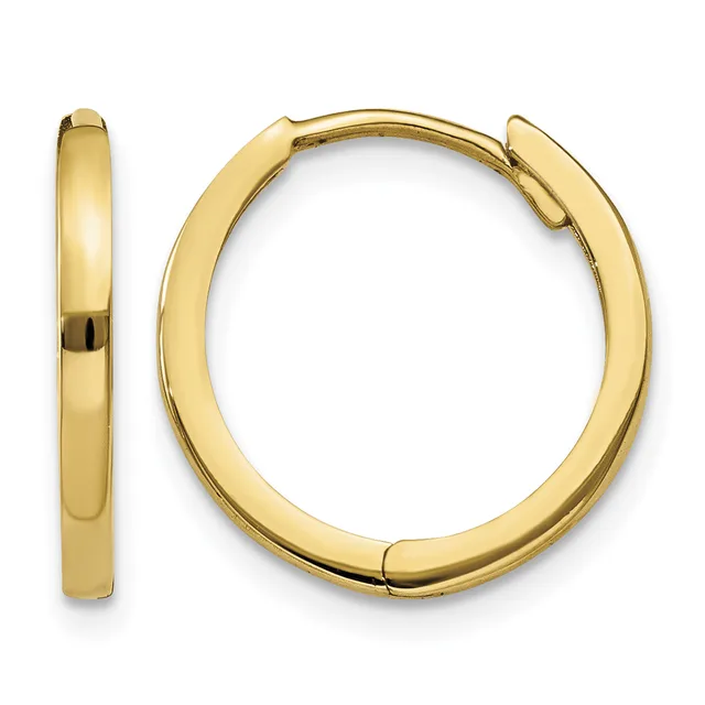 Gold Square Tube Hinged Hoop Earrings — 11 mm · 14 KT Yellow