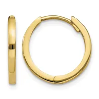 Gold Square Tube Hinged Hoop Earrings — 11 mm · 14 KT Yellow