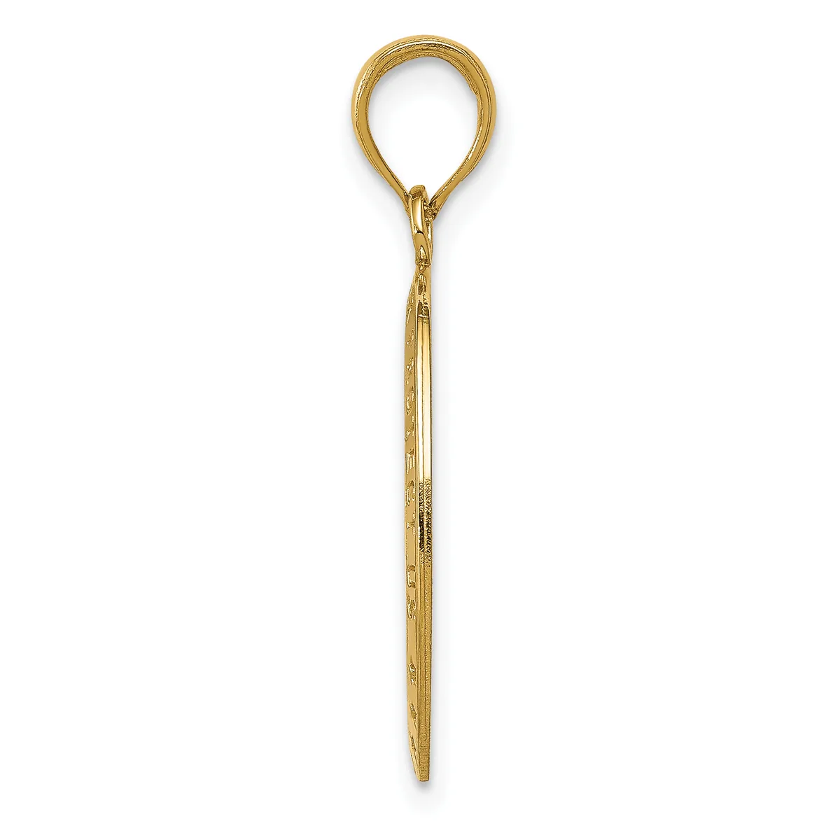 A long, slender gold-colored metal tool with a loop at the top and a pointed tip at the bottom, displayed against a white background.