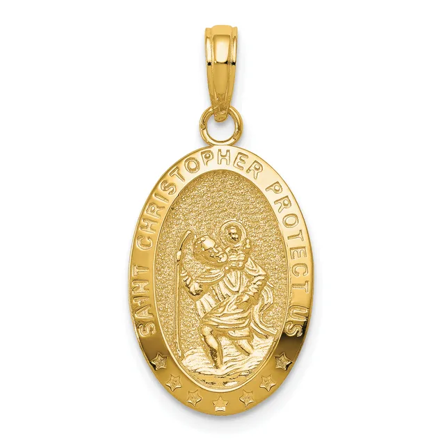 Gold St. Christopher Pendants — 14 KT Yellow · 12.75 x 21.75 mm