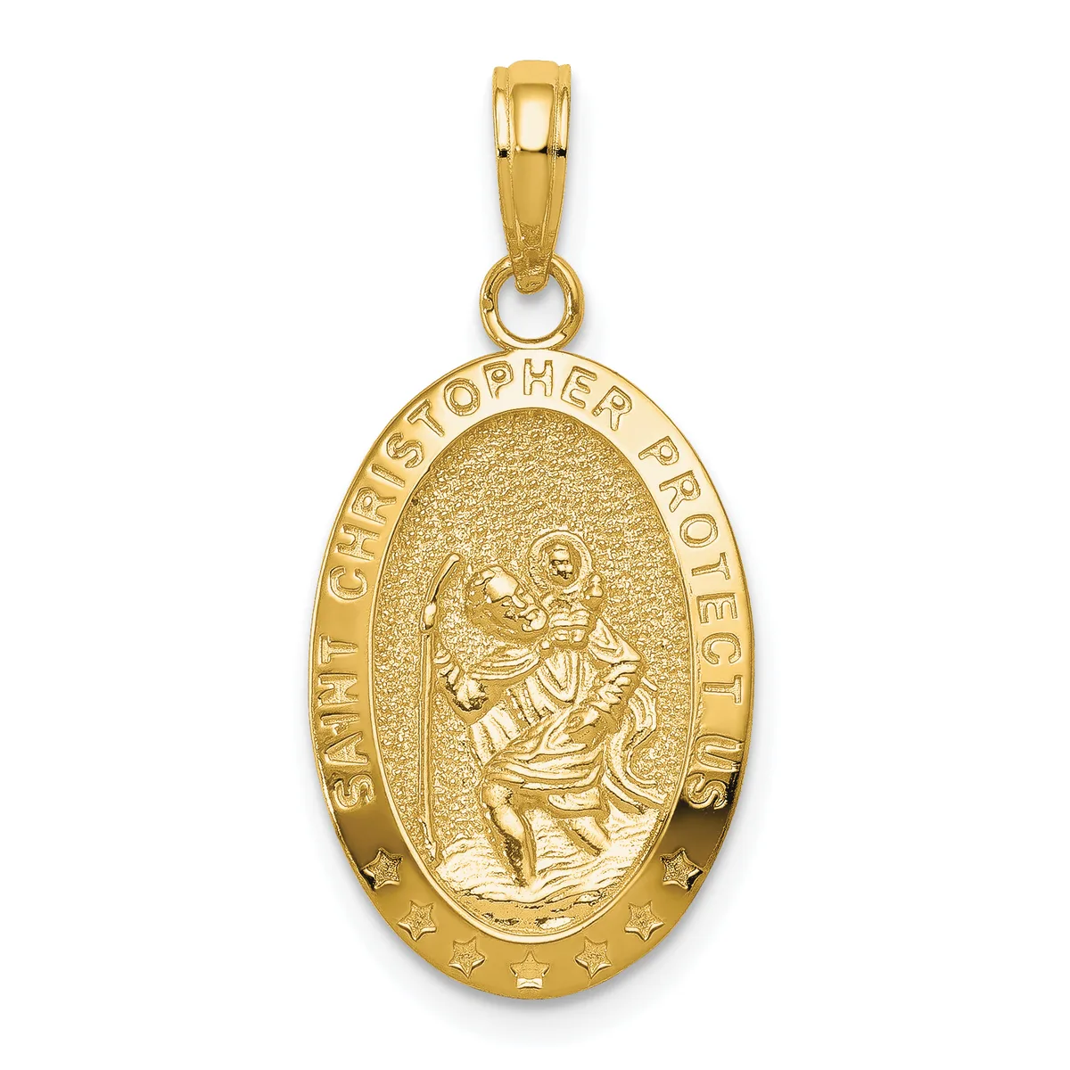 Gold St. Christopher Pendants — 14 KT Yellow · 12.75 x 21.75 mm