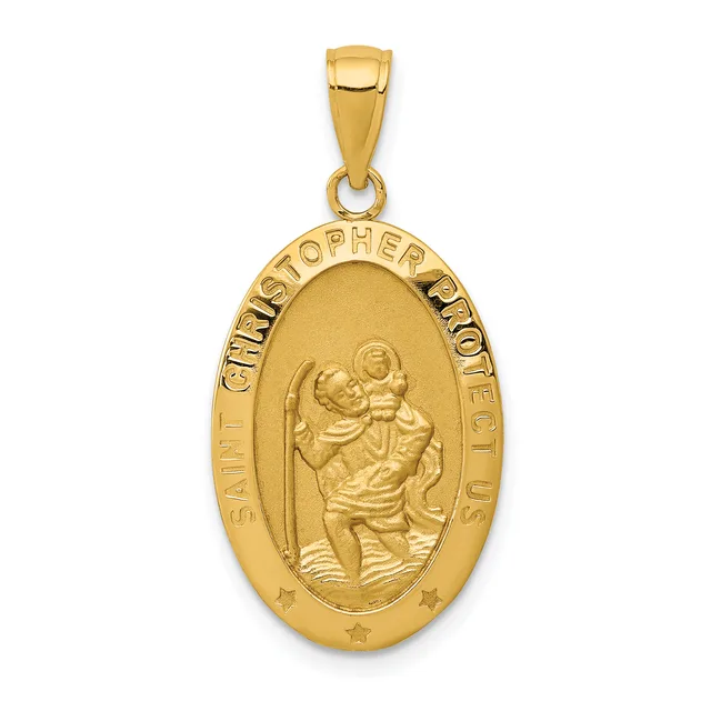 Gold St. Christopher Pendants — 14 KT Yellow · 15 x 24.5 mm