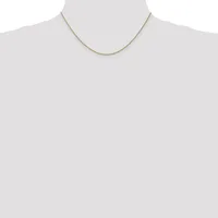 A thin gold-toned snake chain necklace displayed on a mannequin neck against a light gray background.