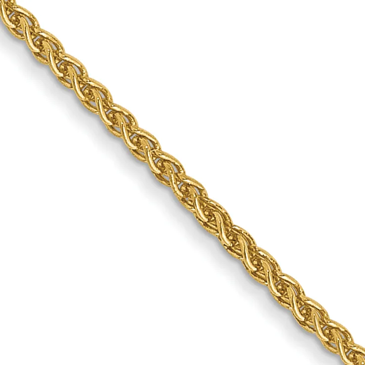 A gold braided chain displayed diagonally against a white background.