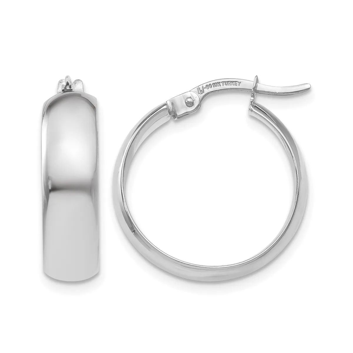 Hinged Hoop Earrings — 19 mm · 10 KT White · 4 mm