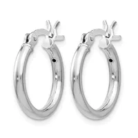 A pair of polished silver hoop earrings with chunky oval shapes and hinged clasp closures displayed against a white background.