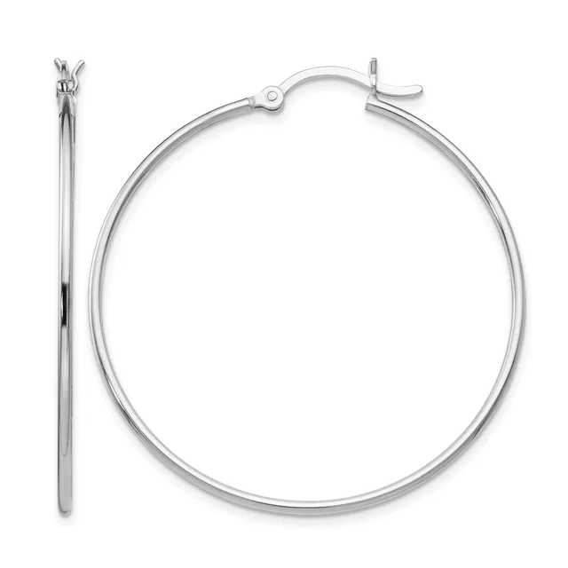 Hinged Hoop Earrings — 40 mm · Sterling Silver · 2 mm