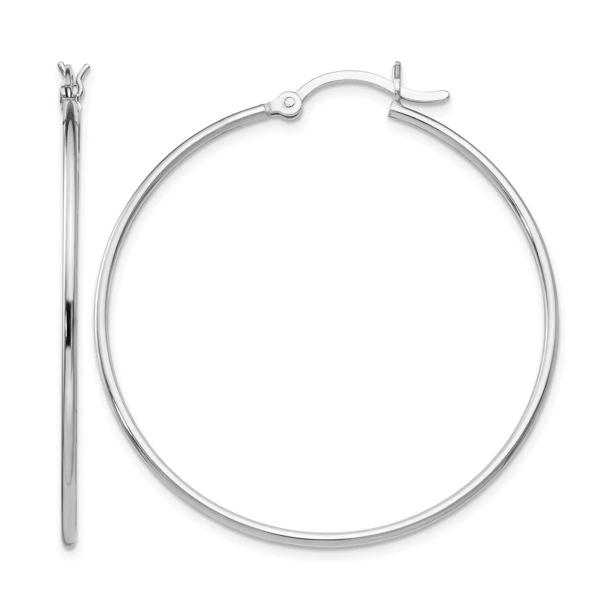 Hinged Hoop Earrings — 40 mm · Sterling Silver · 2 mm