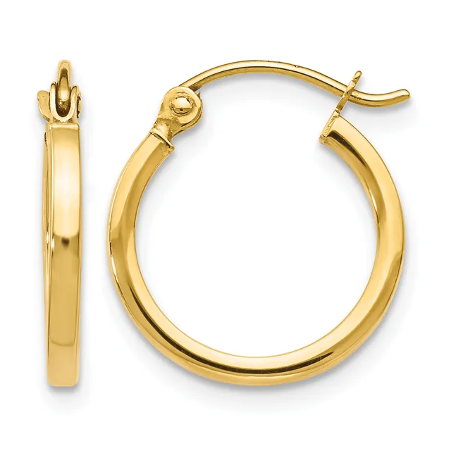 Hinged Hoop Earrings — 10 KT Yellow · 2 mm