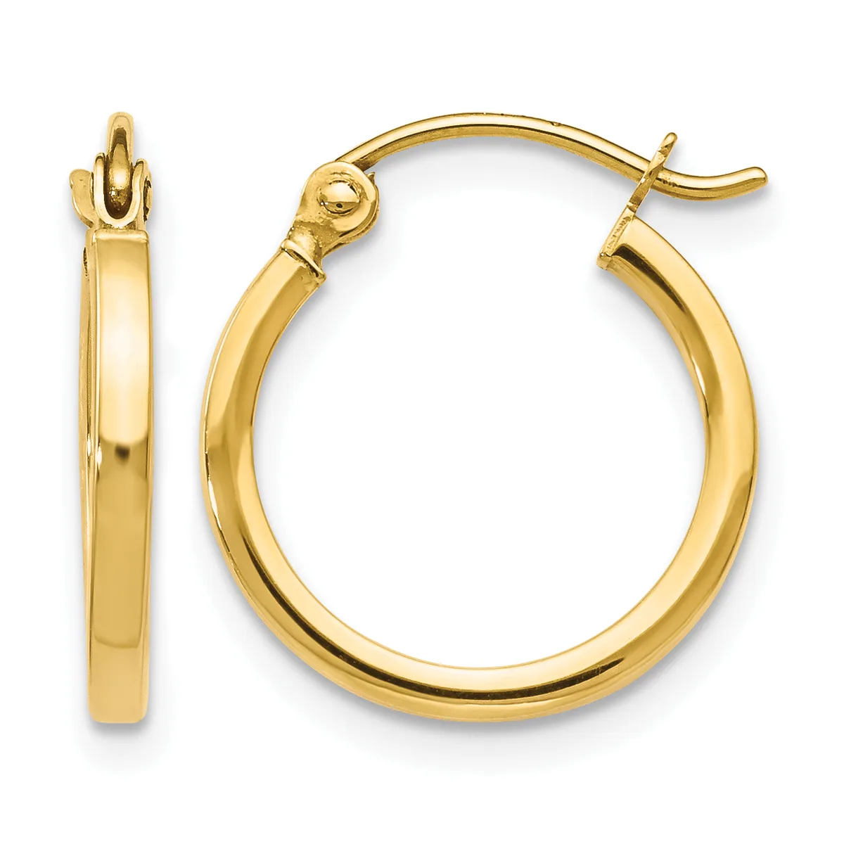Hinged Hoop Earrings — 10 KT Yellow · 2 mm