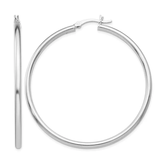 Hinged Hoop Earrings — 52 mm · Sterling Silver · 2.5 mm