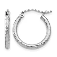 Hinged Hoop Earrings — 17 mm · 10 KT White · 2 mm