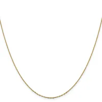 A delicate gold chain necklace with a thin twisted or woven link design, displayed against a white background.