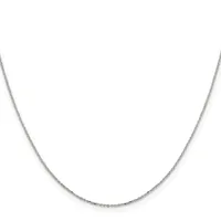 A delicate silver chain necklace displayed against a white background.
