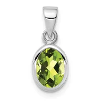 Oval Gemstone Pendants — Sterling Silver · Green Peridot