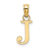 Polished Block Initial A-Z Letter Pendants — J · 10 KT Yellow