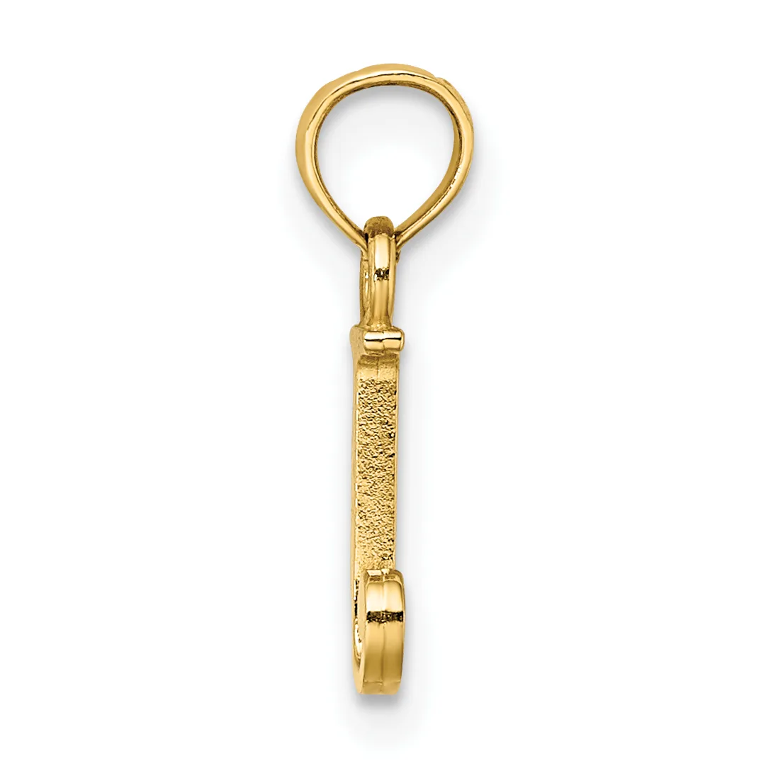 A gold pendant charm holder with a textured cylindrical stem and a loop at the top for attachment, shown against a white background.