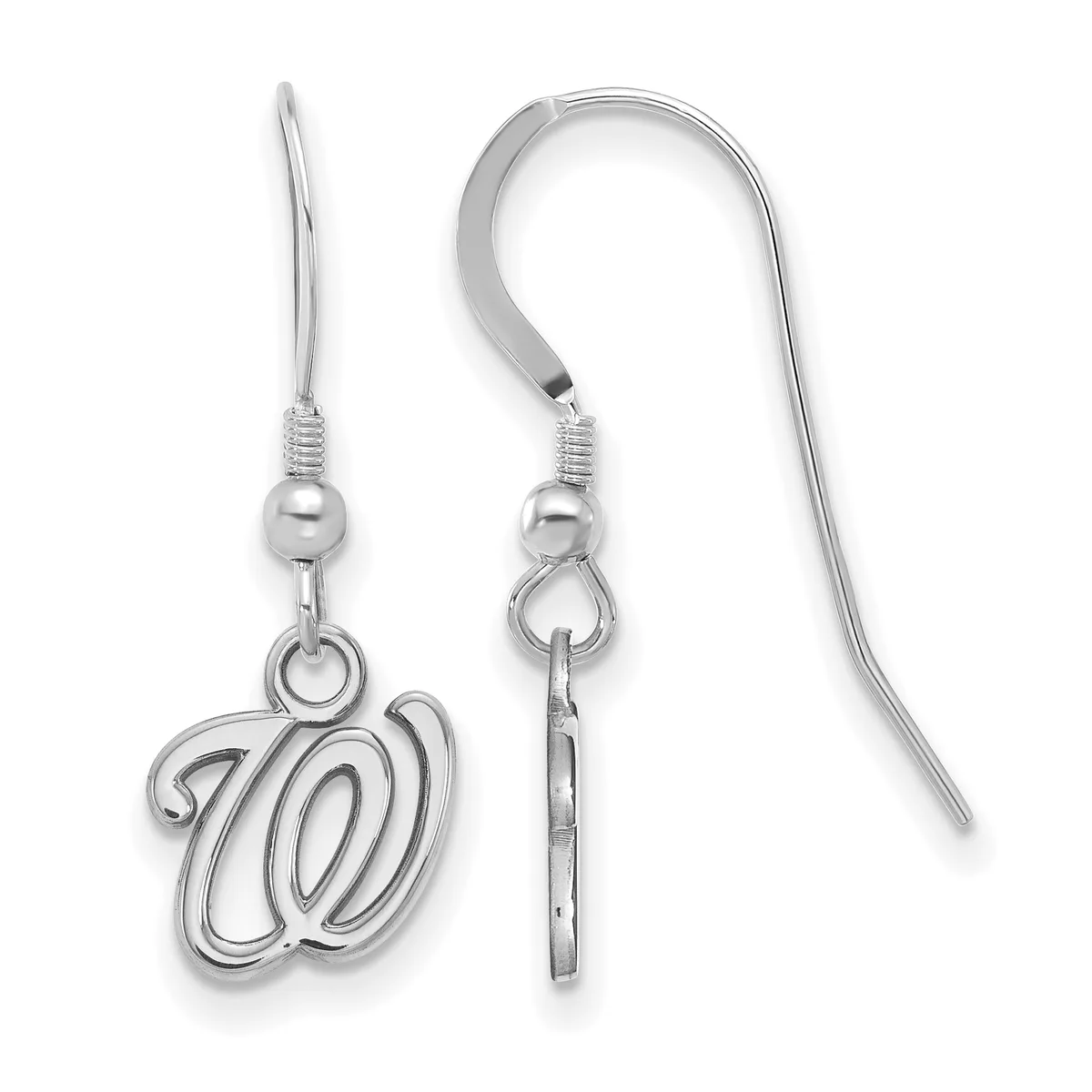 Pair of silver-colored fish-shaped dangle earrings with French wire hooks displayed against a white background.