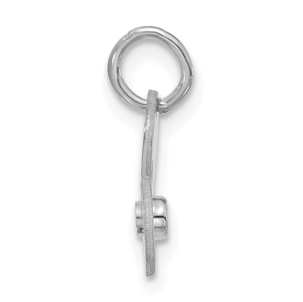 Silver pendant with a polished circular loop at the top and a textured rectangular strip hanging down, featuring a small cylindrical bead or spacer element near the bottom.
