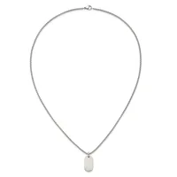 Silver-toned chain necklace with a small rectangular pendant hanging from the center.