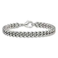 Silver-toned curb chain bracelet with a lobster claw clasp, displayed against a white background.